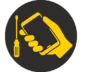 Kollane telefon käes ja kollane kruvikeeraja.